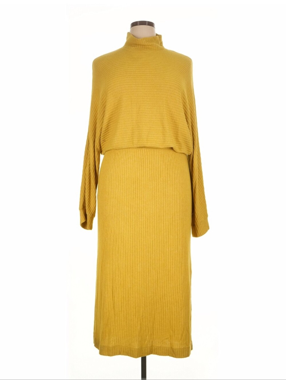 Anthropologie Mustard Ribbed Knit Dress Size Zl